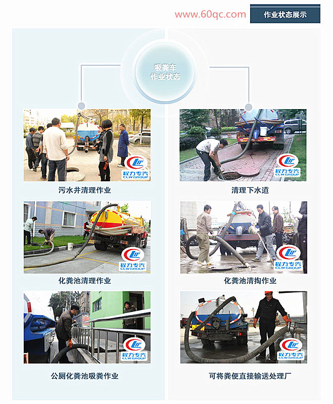 福田時(shí)代藍(lán)牌吸糞車(chē)作業(yè)狀態(tài)展示