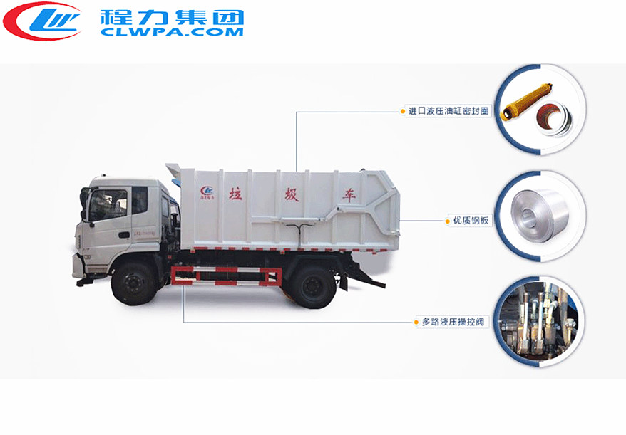 東風(fēng)嘉運(yùn)壓縮式對(duì)接垃圾車(chē)主要部位展示